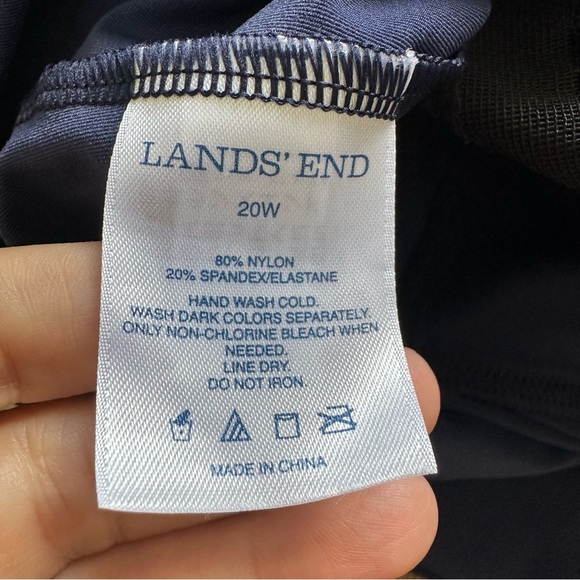 Lands' End Women Tankini Swimsuit 20W Navy Blue Built In Underwire Bra Ruched - Picture 4 of 4